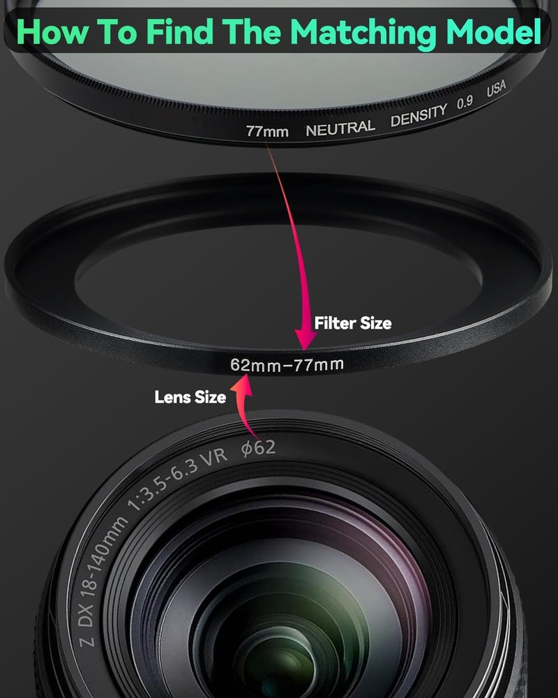 JOYTOLIN 43-49mm Metal Step-Up Ring Adapter Compatible with Mirrorless Cameras DSLR Lens, UV CPL ND Filter Thread Converter, Black - Image 4